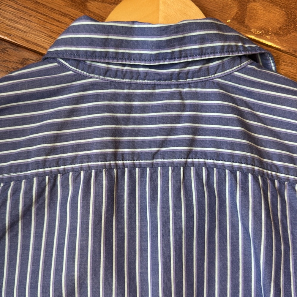 Tommy Hilfiger BLue & White Striped Button-Up Short Sleeve Shirt - Picture 12 of 13